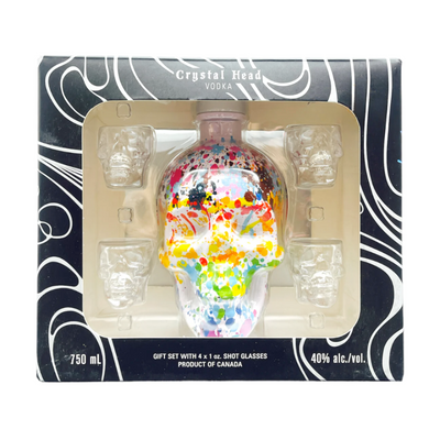 Crystal Head Paint Your Pride Vodka Gift Set With 4 Skull Shot Glasses Vodka Crystal Head Vodka   