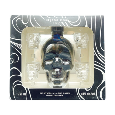 Crystal Head Black Onyx Vodka Gift Set With 4 Skull Shot Glasses Vodka Crystal Head Vodka   