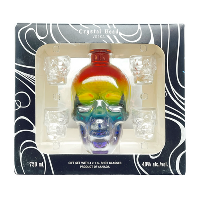 Crystal Head Vodka Pride Bottle Gift Set With 4 Skull Shot Glasses Vodka Crystal Head Vodka   